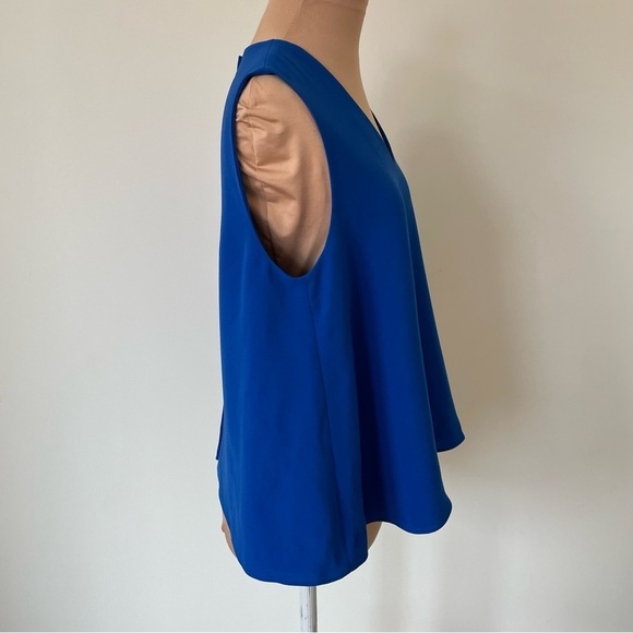 Alexander McQueen MCQ Cobalt Blue A-Line V-Neck Sleeveless Blouse EUC IT 40/US 4 - Picture 4 of 10